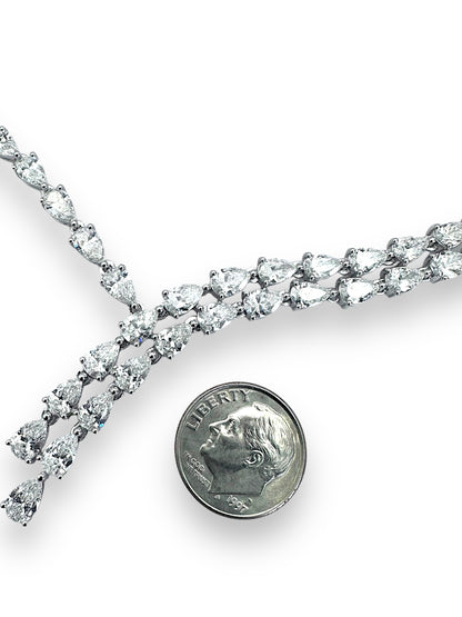 17 In White Gold Graduated Pear Lab Diamond Necklace 24.97CT image 6