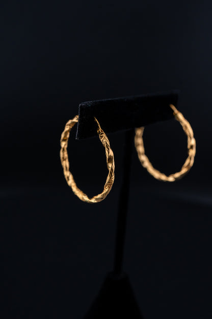 14K Yellow Gold Twisted Hoop Earrings