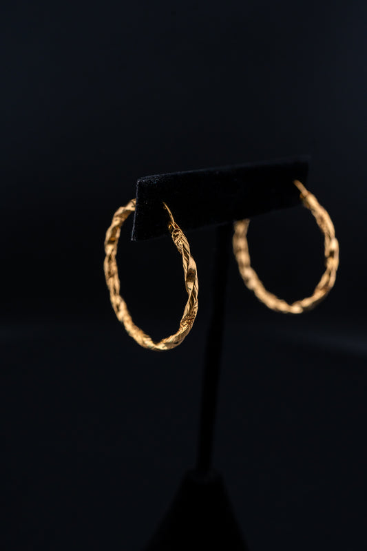 14K Yellow Gold Twisted Hoop Earrings