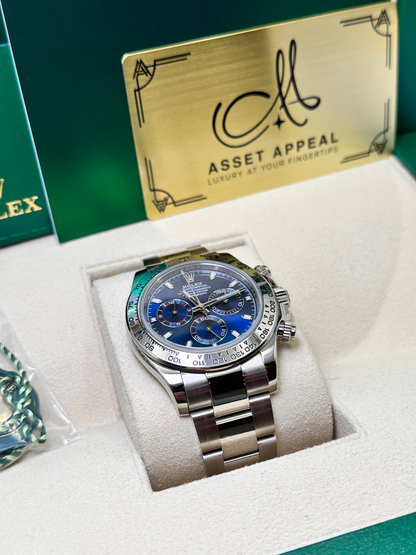 Preowned Rolex Daytona 116509 in White Gold with Blue Dial - Mint Condition Comp image 5