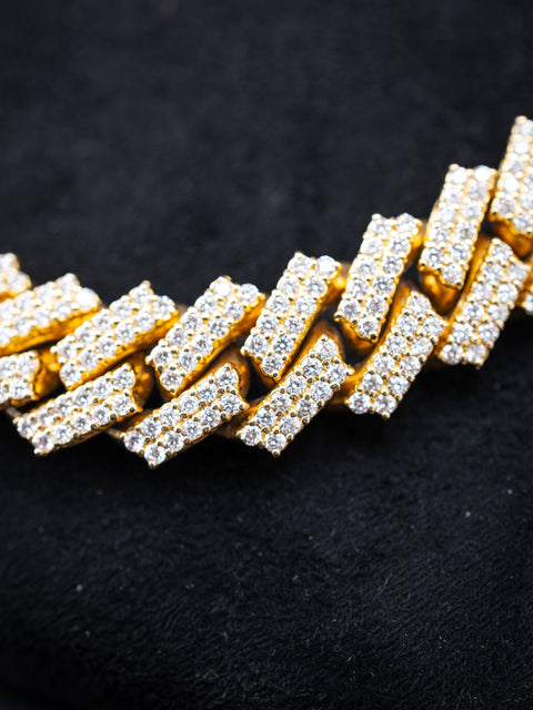14K Yellow Gold Diamond Monnaco Cuban Chain