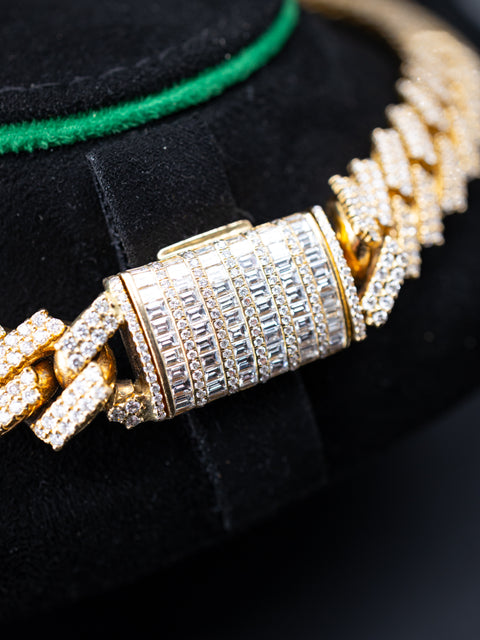 14K Yellow Gold Diamond Monnaco Cuban Chain