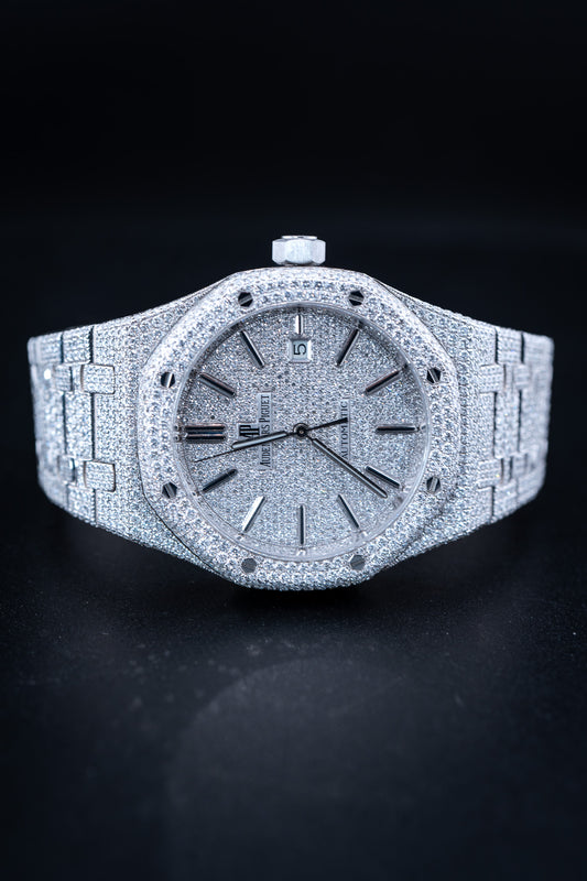 Audemars Piguet Royal Oak 41mm – Fully Bustdown – Aftermarket Diamonds – Stainless Steel – Brand New