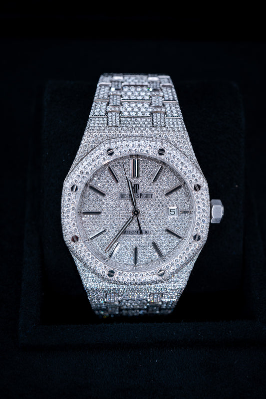 Audemars Piguet Royal Oak 41mm – Fully Bustdown – Aftermarket Diamonds – Stainless Steel – Brand New