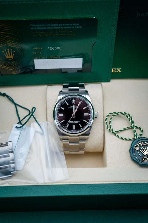 2025 Rolex Oyster Perpetual 36 – Ref. 126000 – Black Dial – Stainless Steel – Brand New, Complete Set