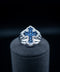 10K White Gold Natural Diamond & Sapphire Cross Ring – 0.39ctw Diamonds – 0.88ct Sapphires