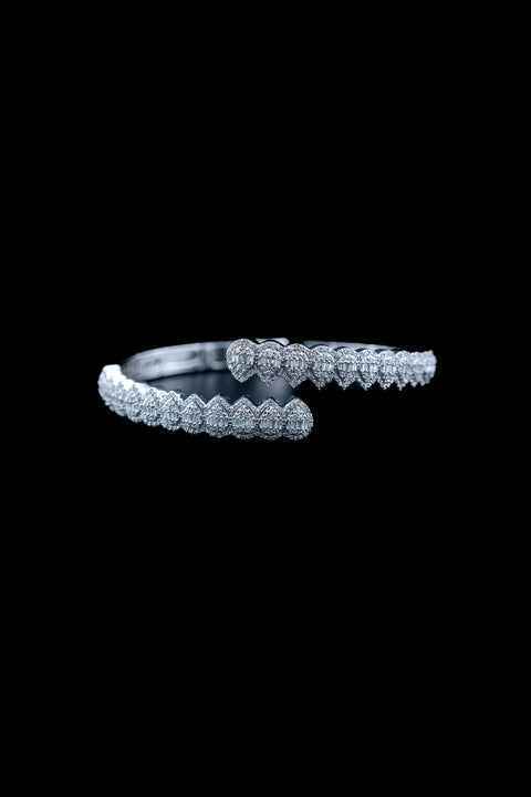 14K White Gold Diamond Bangle – 1.59ctw Natural Diamonds – 19.92g