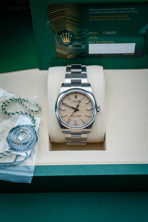 2025 Rolex Oyster Perpetual 36 Beige Dial – Ref. 126000 – Brand New Complete Set