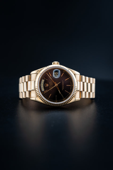 Rolex Day-Date 36 – Black Dial – 18K Yellow Gold – Ref. 18038 – Watch Only