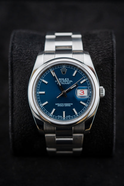 Rolex Datejust 36 116200 Blue Dial Roulette Date – Oyster Bracelet, with Card