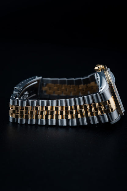 Rolex Datejust 36 Blue Mother of Pearl Dial – Aftermarket Diamond Bezel & Markers – Ref. 16233