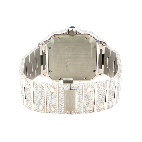 Cartier Santos XL Stainless Steel Bustdown – Custom 22 CTW VS+ Lab Diamonds – Complete Set