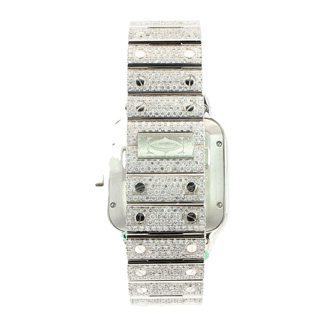 Cartier Santos XL Stainless Steel Bustdown – Custom 22 CTW VS+ Lab Diamonds – Complete Set