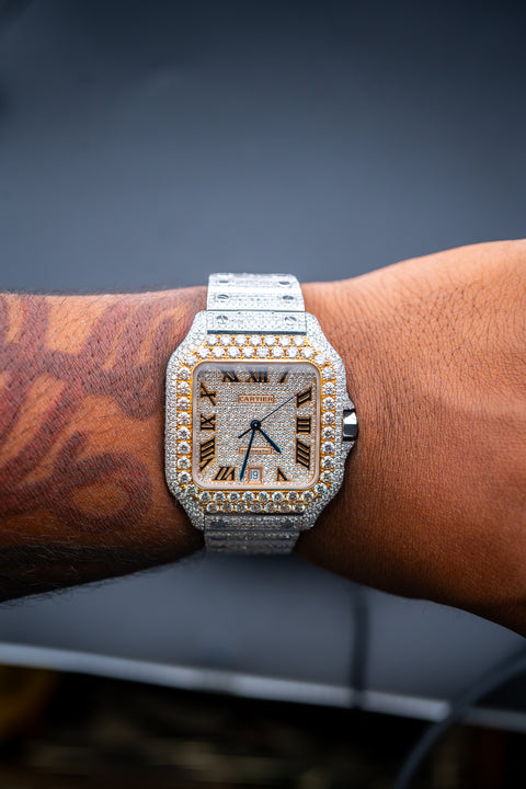 Cartier Santos XL Two-Tone Rose Gold – Custom Full Bustdown VS Natural Diamonds