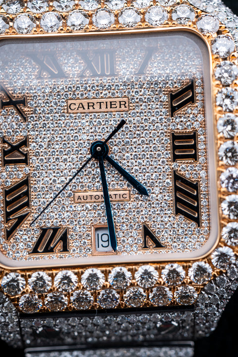 Cartier Santos XL Two-Tone Rose Gold – Custom Full Bustdown VS Natural Diamonds