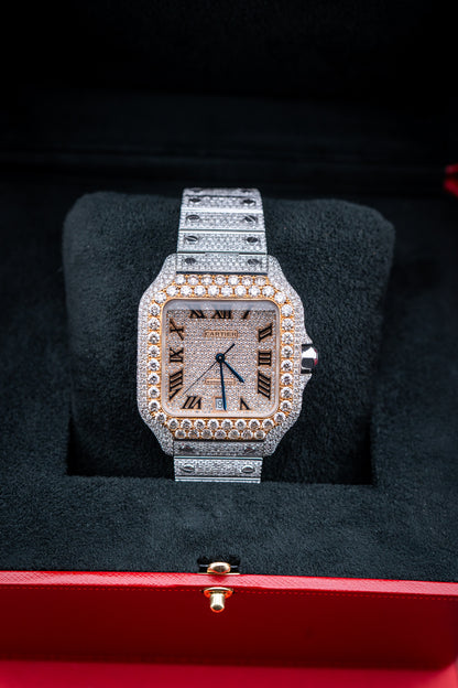 Cartier Santos XL Two-Tone – Full Bustdown VS+ Natural Diamonds