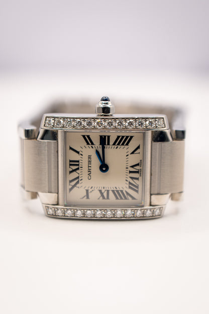 Cartier Tank Française Ref. W4TA0008 - Stainless Steel with Factory Diamonds