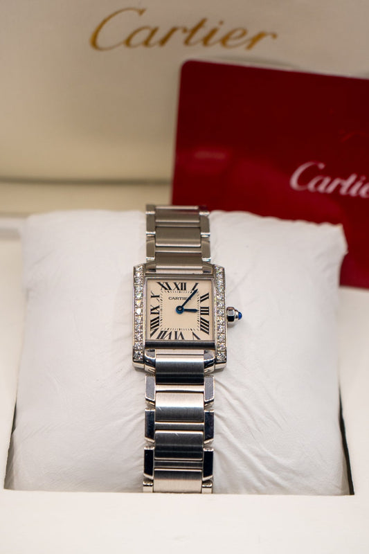 Cartier Tank Française Ref. W4TA0008 - Stainless Steel with Factory Diamonds