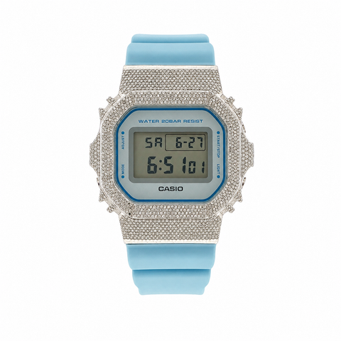 Custom Iced Out G-Shock | Baby Blue Strap | DW-5600SC