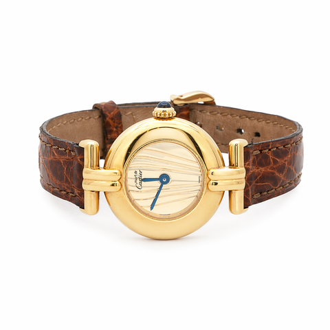 Cartier Colisée 18K Vermeil Brown Leather Strap Ladies Watch