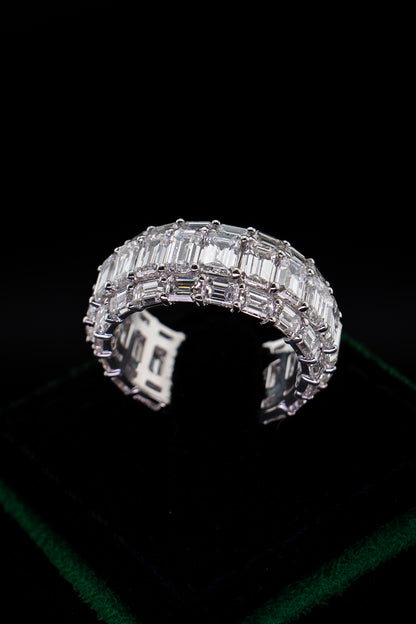 10K White Gold Emerald Cut Lab Diamond Eternity Band – 16.03ctw – Size 9.75
