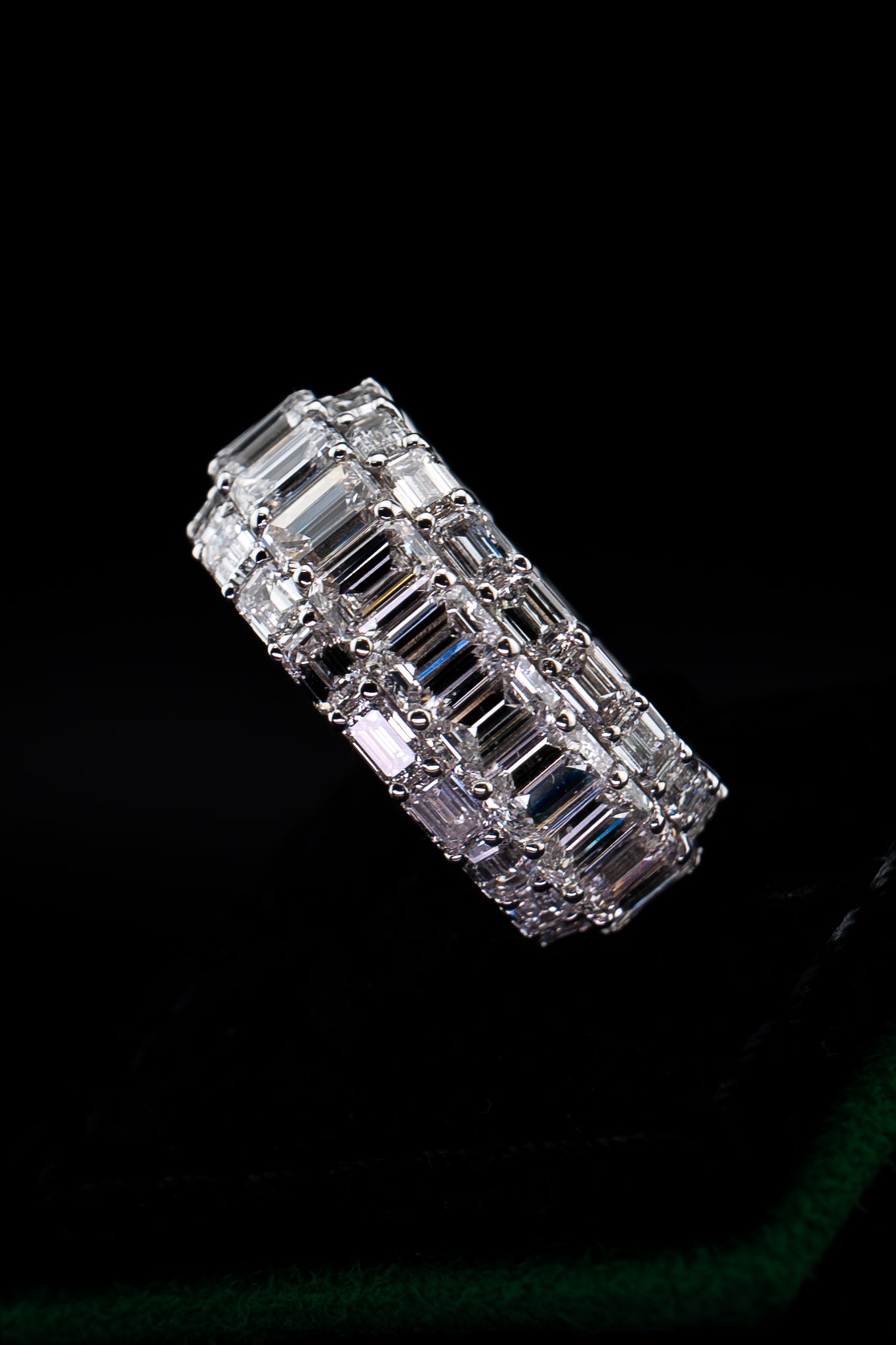 10K White Gold Emerald Cut Lab Diamond Eternity Band – 16.03ctw – Size 9.75