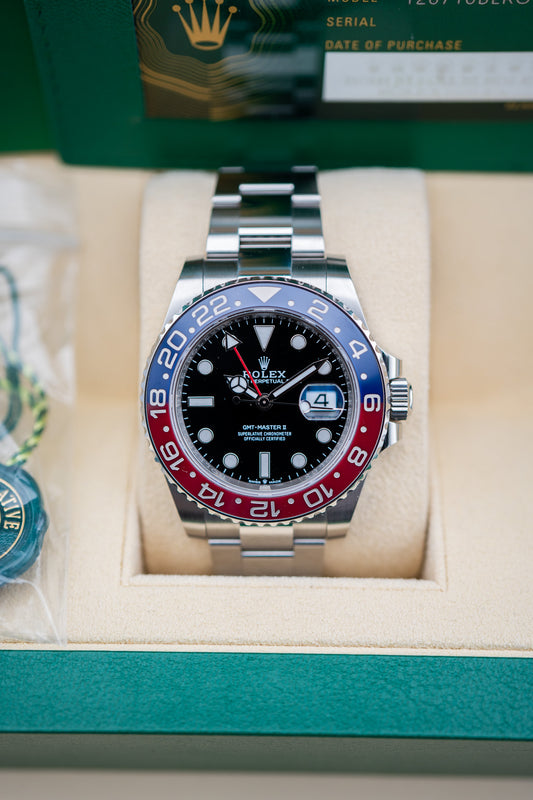 2025 Rolex GMT-Master II “Pepsi” – 126710BLRO – Oyster Bracelet – Preowned – Complete Set