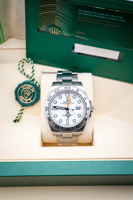 2024 Rolex Explorer II – White Dial – Ref. 226570 – Pre-Owned Complete Set
