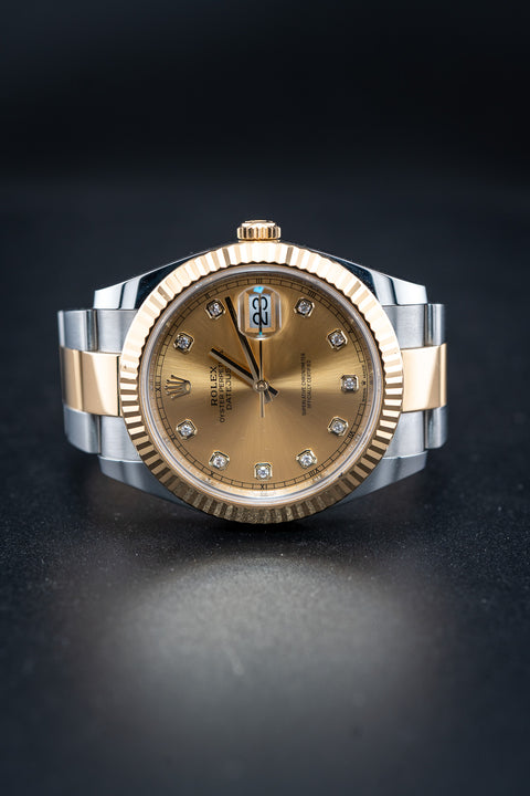 2024 Rolex Datejust 41 – Champagne Dial with Diamond Markers – Ref. 126333 – Two-Tone – Pre-Owned Complete Set