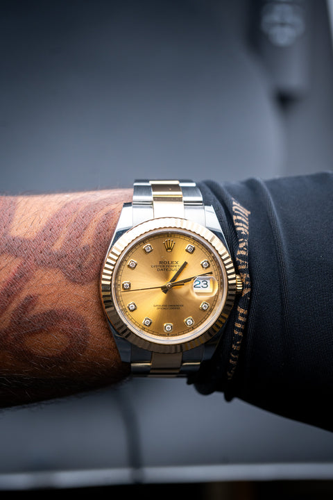 2024 Rolex Datejust 41 – Champagne Dial with Diamond Markers – Ref. 126333 – Two-Tone – Pre-Owned Complete Set