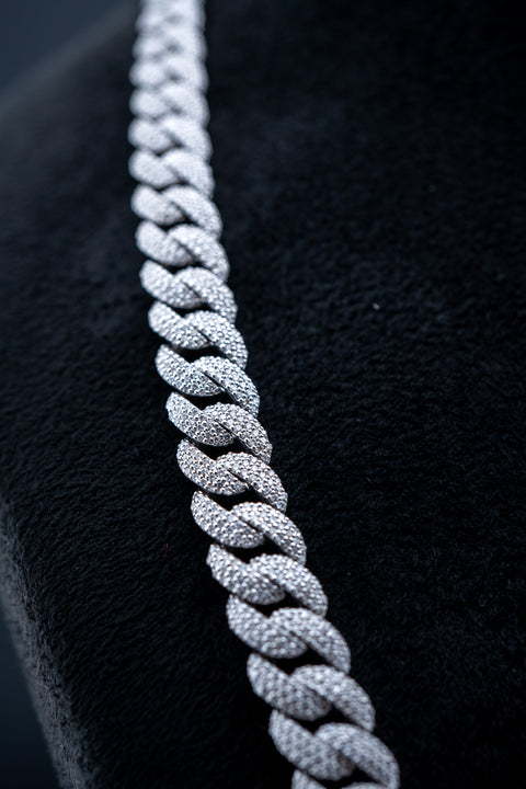 10K White Gold 9mm Cuban Link Chain – 14.10 CTW Natural Diamonds – 22" – 114.2g
