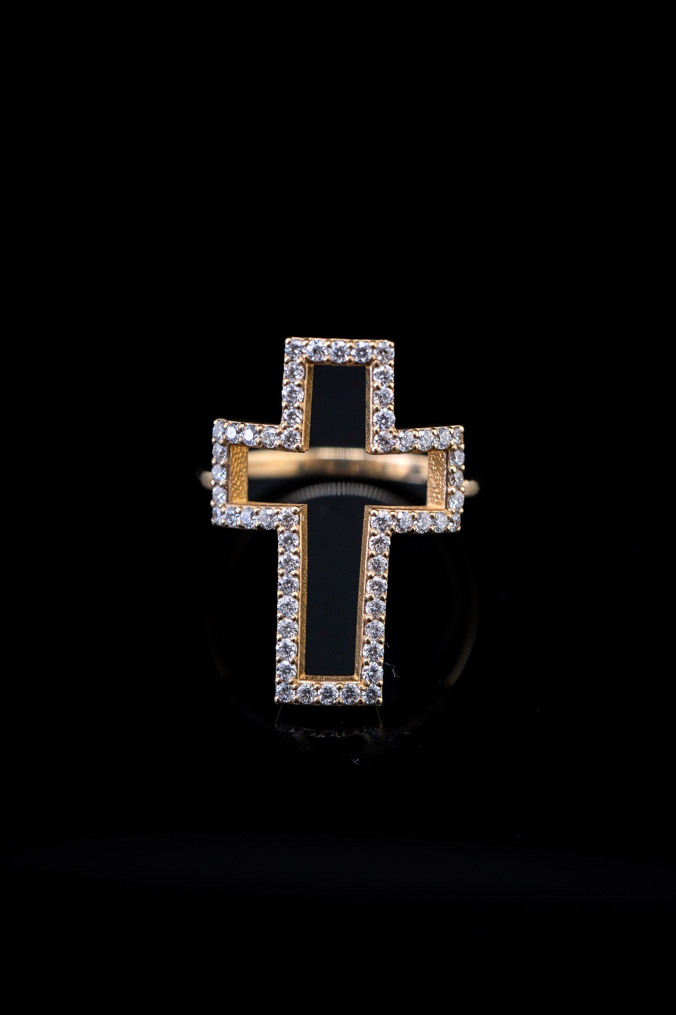 14K Yellow Gold Diamond Pavé Cross Ring, 0.60 CTW 6.5