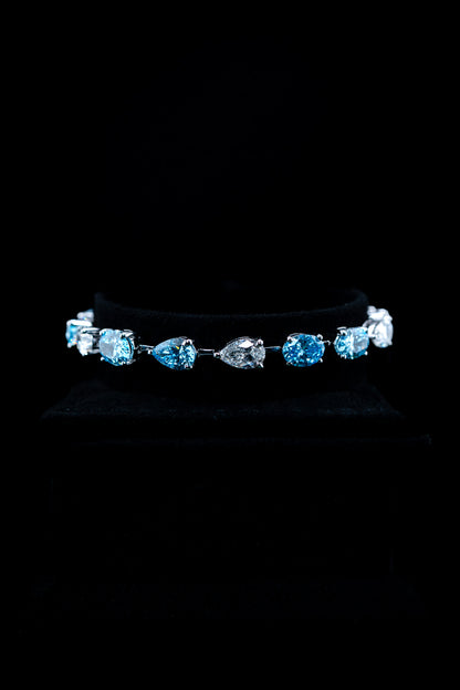 14K White Gold Mixed Blue & White Lab Diamond Fancy Tennis Bracelet – 18.51ctw