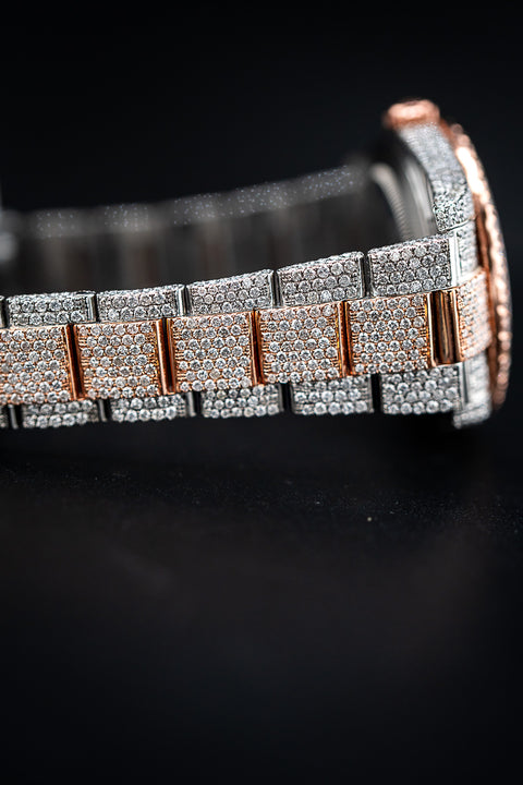 Rolex Datejust 41 – Two-Tone Rose Gold – Fully Iced Out with Natural Diamonds