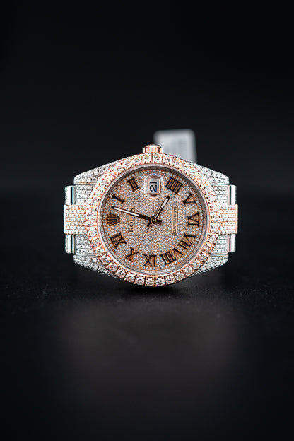Rolex Datejust 41 – Two-Tone Rose Gold – Fully Iced Out with Natural Diamonds