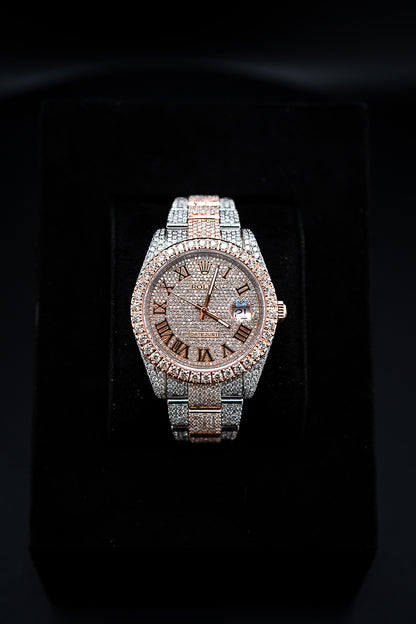Rolex Datejust 41 – Two-Tone Rose Gold – Fully Iced Out with Natural Diamonds
