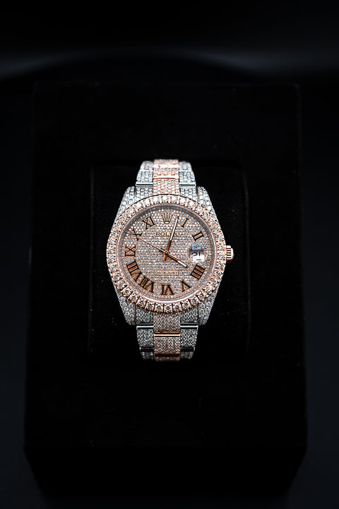 Rolex Datejust 41 – Two-Tone Rose Gold – Fully Iced Out with Natural Diamonds