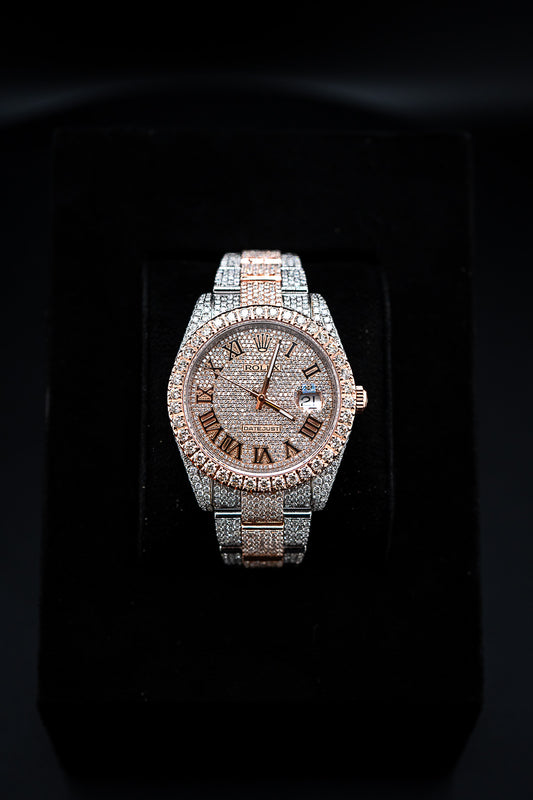 Rolex Datejust 41 – Two-Tone Rose Gold – Fully Iced Out with Natural Diamonds