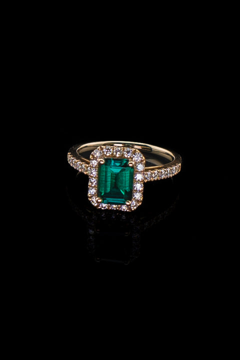 10K Yellow Gold Green Sapphire & Diamond Ring Size 6