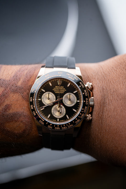 2025 Rolex Cosmograph Daytona 126515LN - Everose Gold, Black Dial, Oysterflex