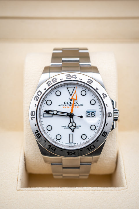 2024 Rolex Explorer II – White Dial – Ref. 226570 – Pre-Owned Complete Set