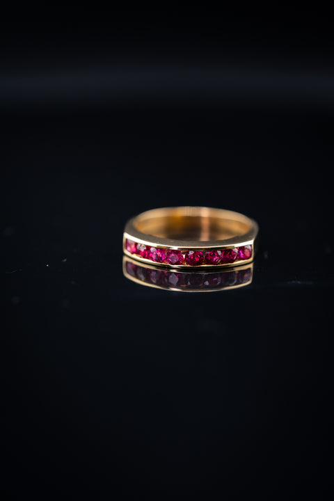 14K Yellow Gold Ruby Band Ring, Size 6