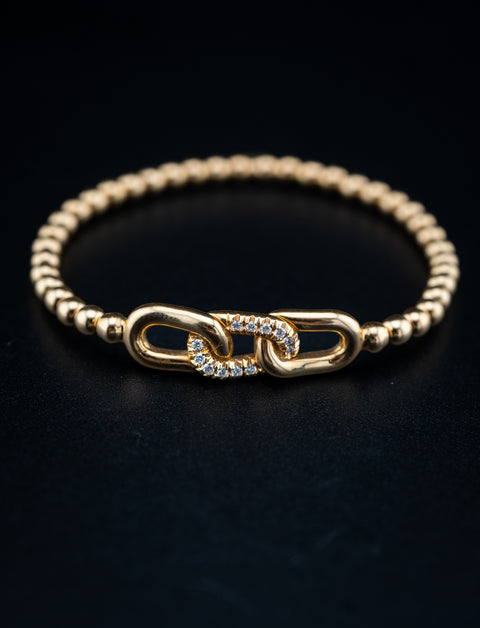 Hulchi Belluni Tresor Diamond Link Bracelet – 18K Yellow Gold – 16ctw Natural Diamonds