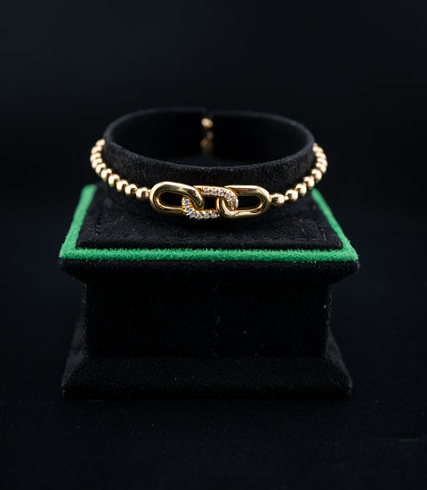 Hulchi Belluni Tresor Diamond Link Bracelet – 18K Yellow Gold – 16ctw Natural Diamonds