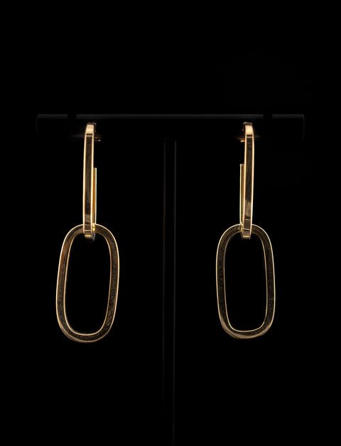 14K Yellow Gold Link Hoop Earrings (3g) - 900