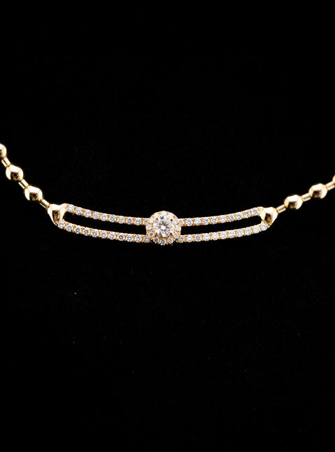 Hulchi Belluni Diamond Bar Necklace – 18K Yellow Gold