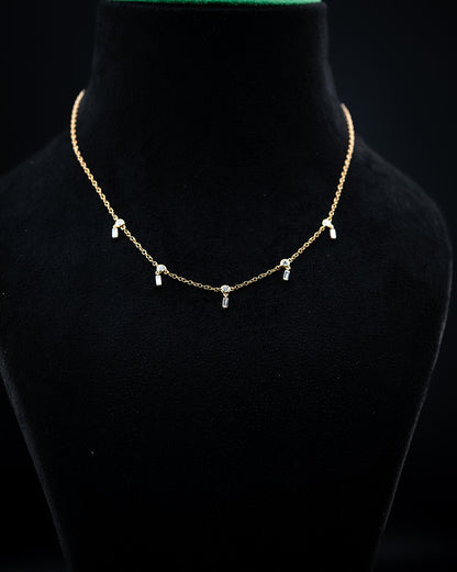 18K Yellow Gold Diamond Dangle Link Necklace – 0.60 CTW