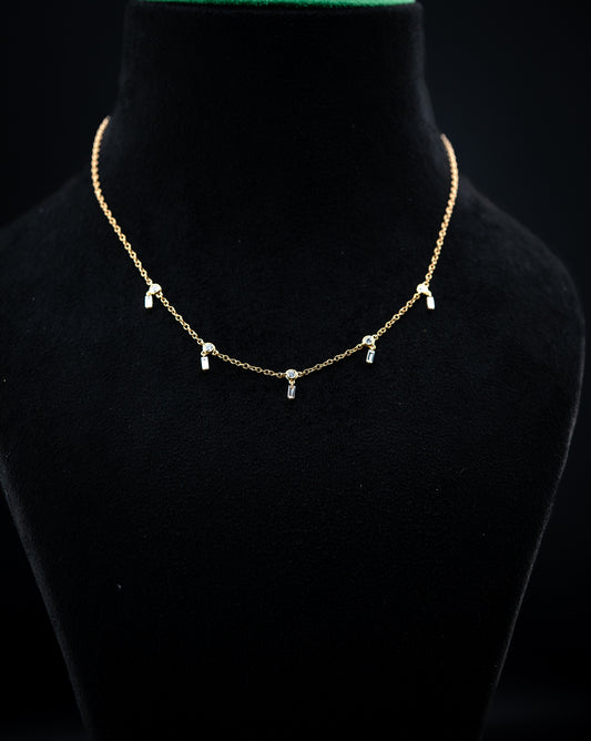 18K Yellow Gold Diamond Dangle Link Necklace – 0.60 CTW