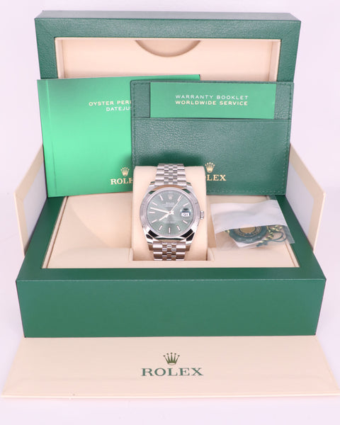 Rolex Datejust 41 126300 - Mint Green Dial, Smooth Bezel, Jubilee Bracelet
