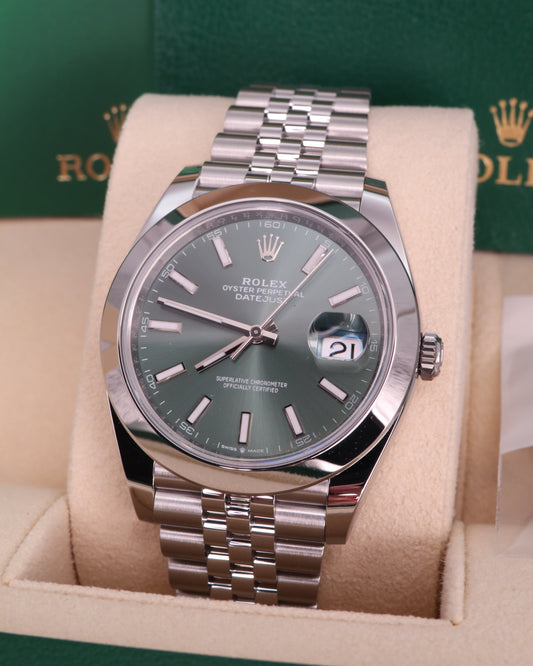Rolex Datejust 41 126300 - Mint Green Dial, Smooth Bezel, Jubilee Bracelet